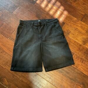 Cotton On Mens Washed Black Baggy Shorts - Size 32
